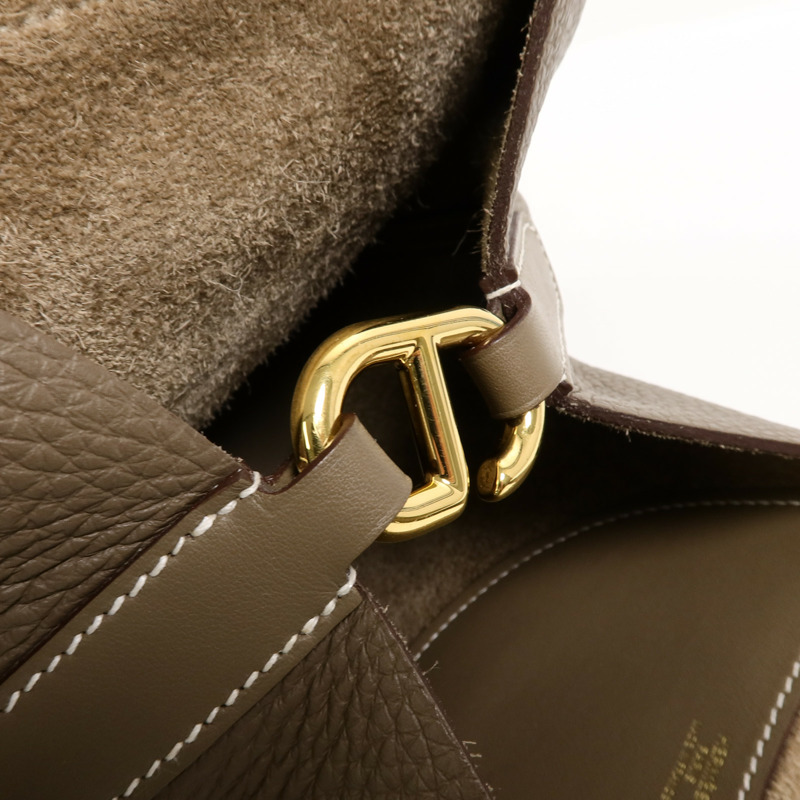 HERMES Clemence皮革In The Loop 18手挽袋Etoupe-8