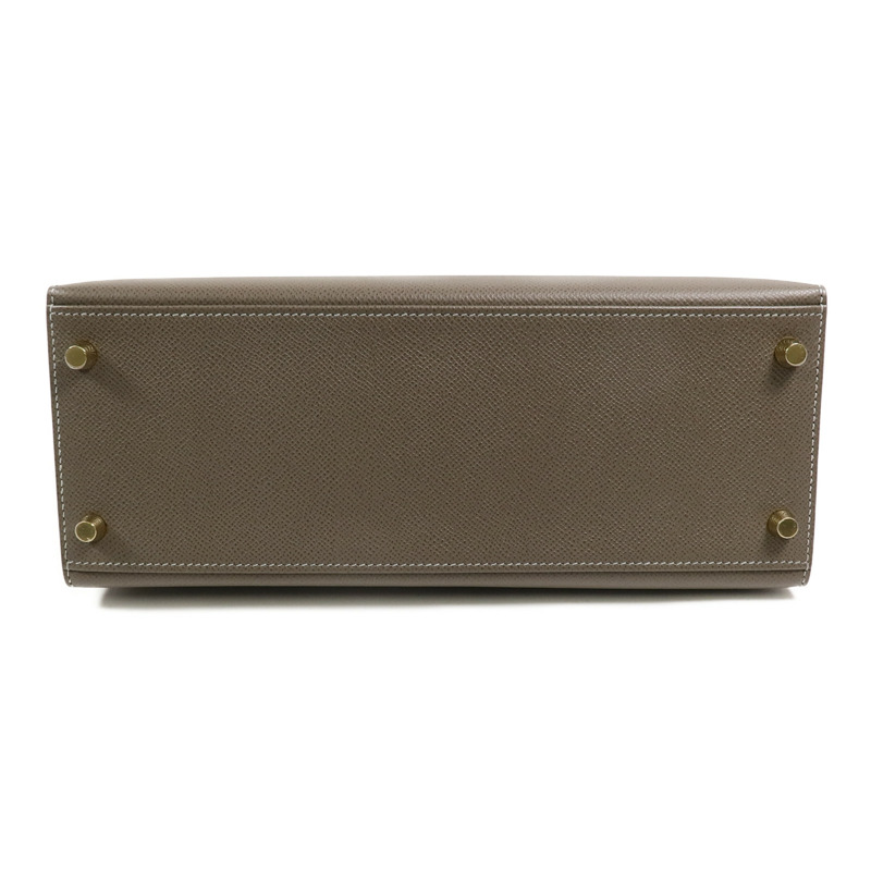 HERMES Epsom皮革Kelly 28 SPO手挽肩背兩用袋Etoupe/Gris Mouette-3