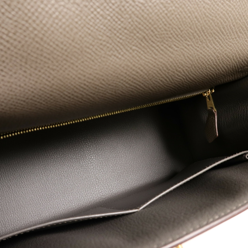 HERMES Epsom皮革Kelly 28 SPO手挽肩背兩用袋Etoupe/Gris Mouette-4