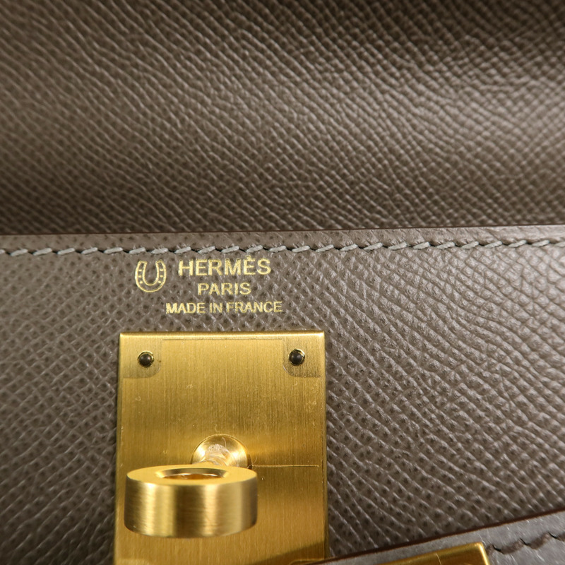 HERMES Epsom皮革Kelly 28 SPO手挽肩背兩用袋Etoupe/Gris Mouette-5