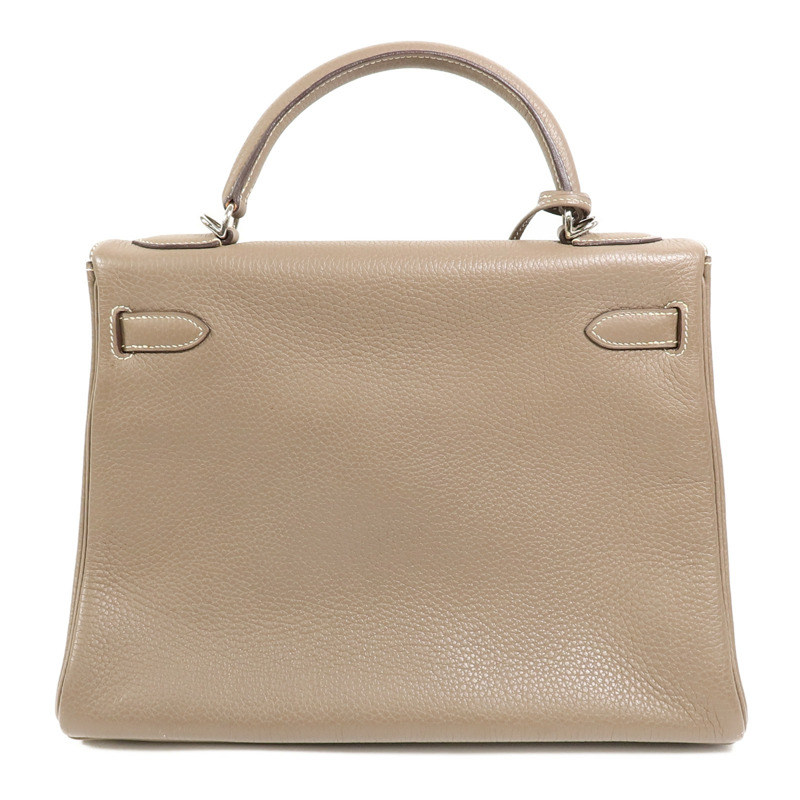 HERMES Clemence皮革Kelly 32手挽肩背兩用袋Etoupe-1