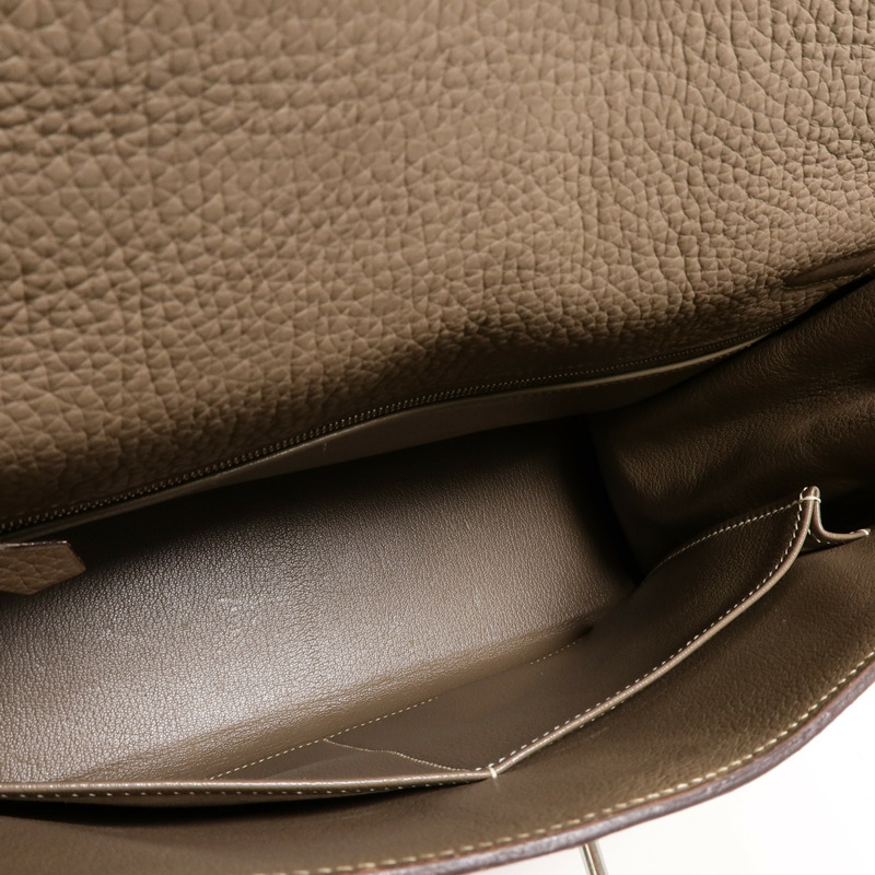 HERMES Clemence皮革Kelly 32手挽肩背兩用袋Etoupe-4