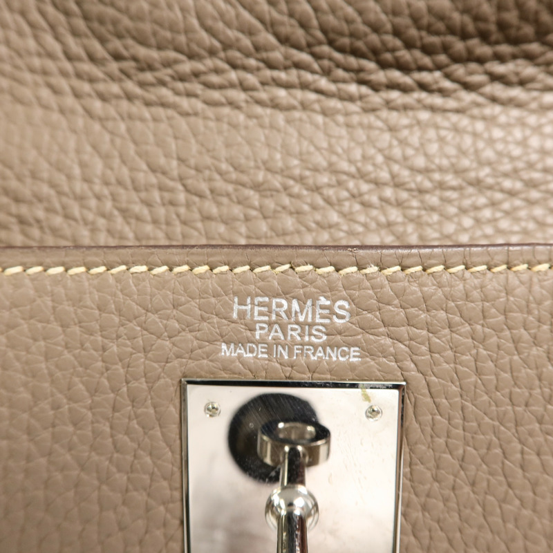 HERMES Clemence皮革Kelly 32手挽肩背兩用袋Etoupe-5