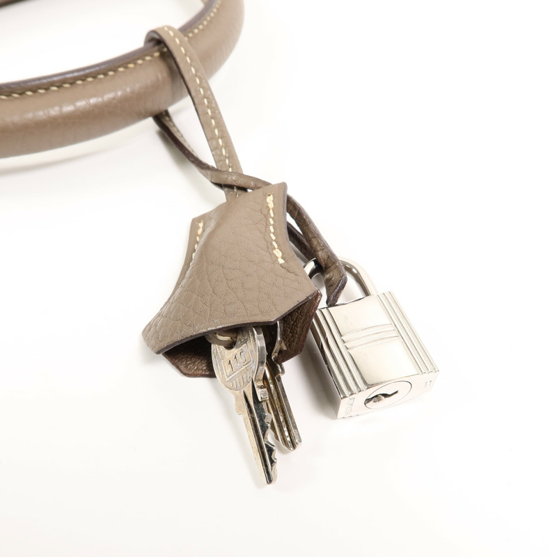 HERMES Clemence皮革Kelly 32手挽肩背兩用袋Etoupe-10