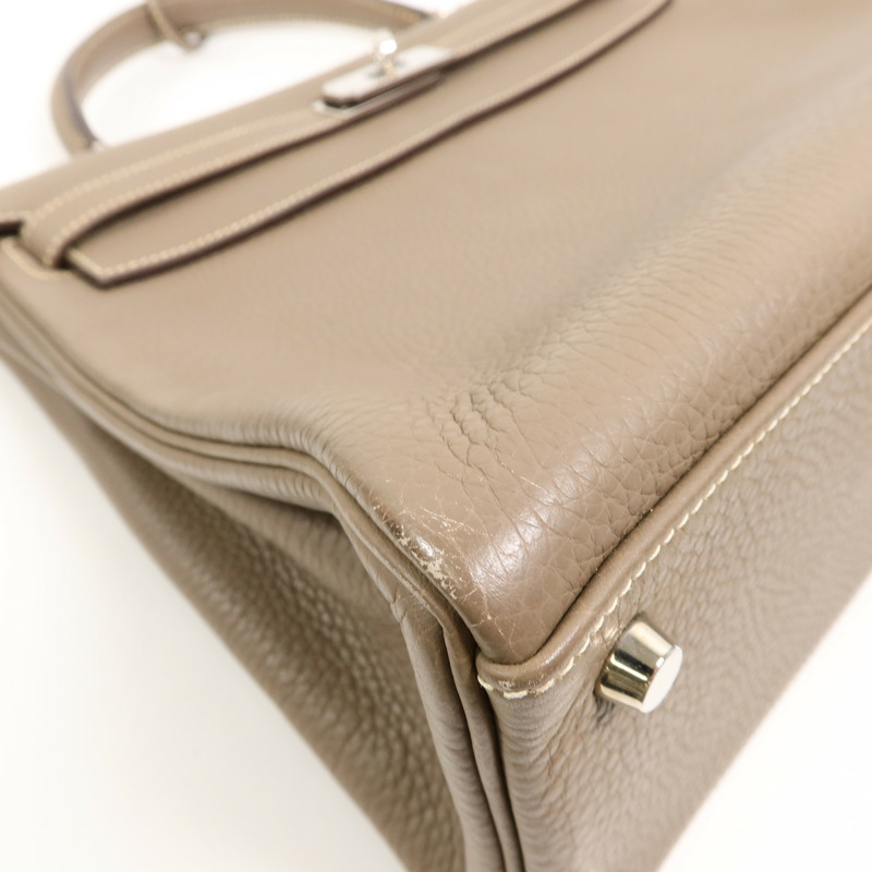 HERMES Clemence皮革Kelly 32手挽肩背兩用袋Etoupe-12