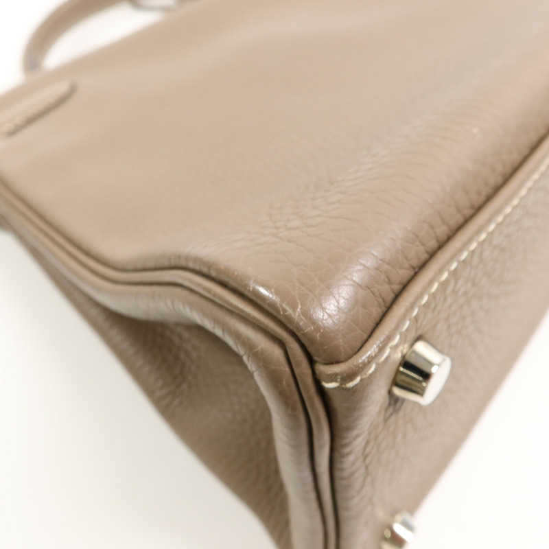 HERMES Clemence皮革Kelly 32手挽肩背兩用袋Etoupe-14