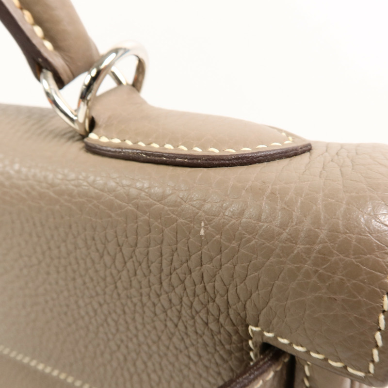 HERMES Clemence皮革Kelly 32手挽肩背兩用袋Etoupe-16