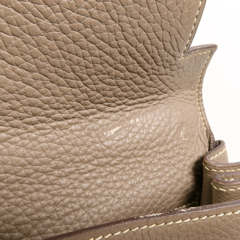 HERMES Clemence皮革Kelly 32手挽肩背兩用袋Etoupe-17