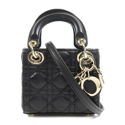 Dior 羊皮皮革Lady Dior Micro手挽肩背兩用袋