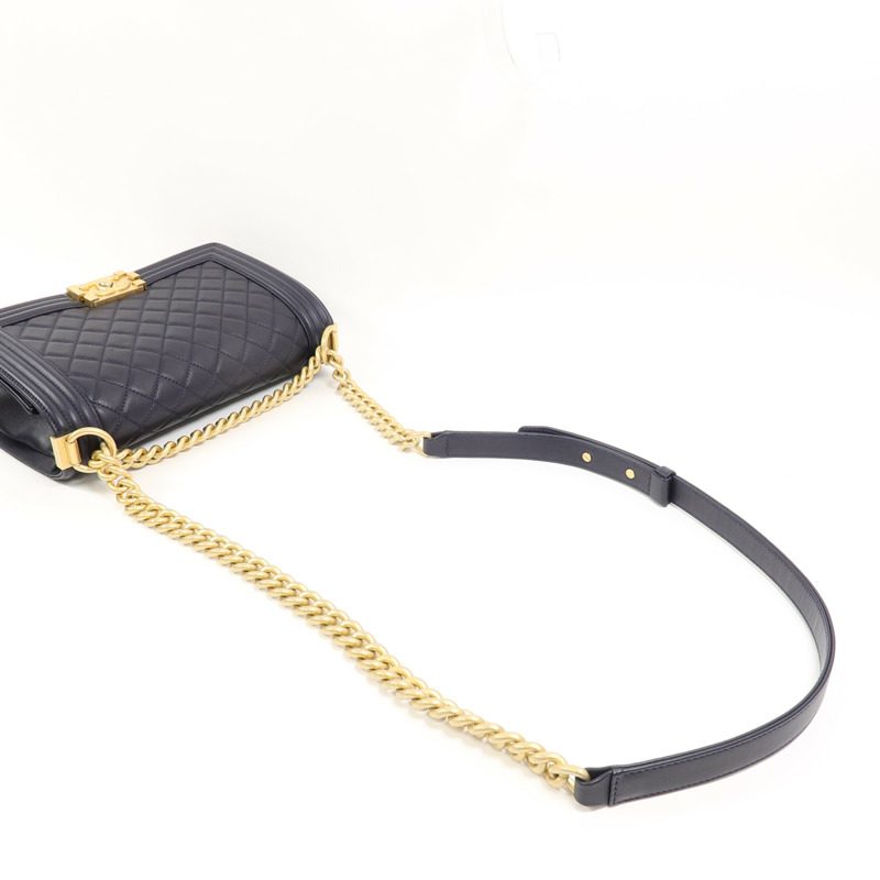 CHANEL 羊皮皮革Boy 25鏈帶肩背袋-7