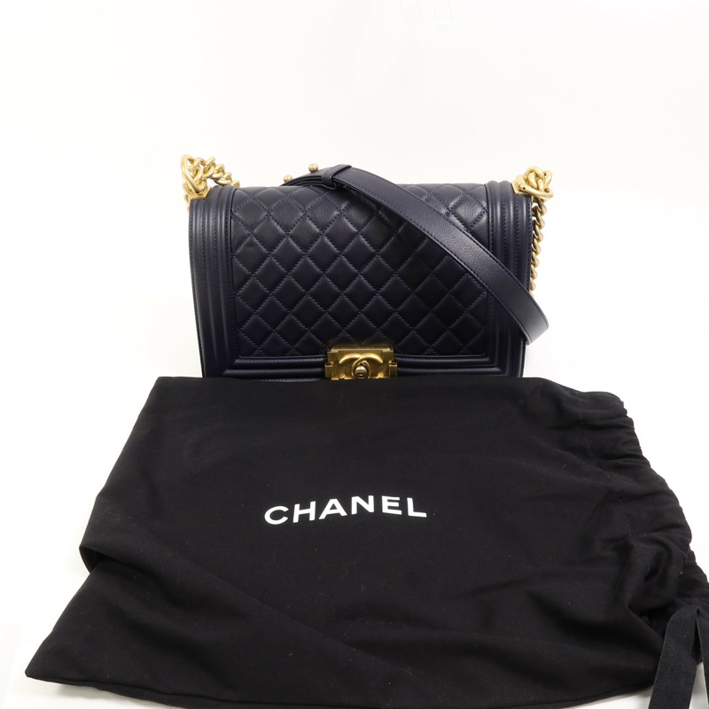 CHANEL 羊皮皮革Boy 25鏈帶肩背袋-9