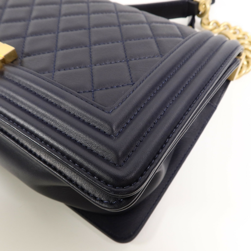 CHANEL 羊皮皮革Boy 25鏈帶肩背袋-11
