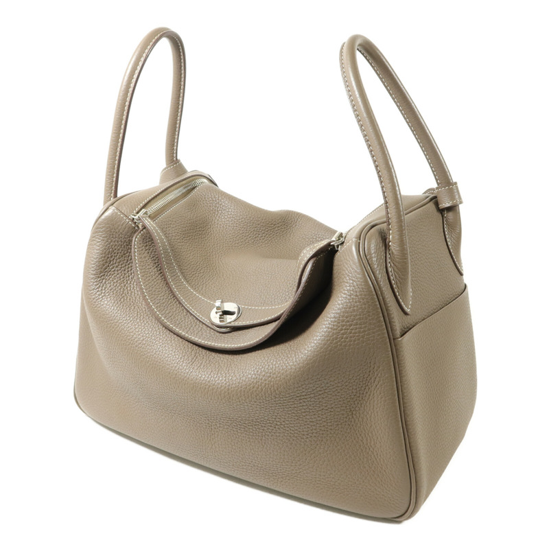 HERMES Clemence皮革Lindy 34手挽肩背兩用袋Etoupe-1