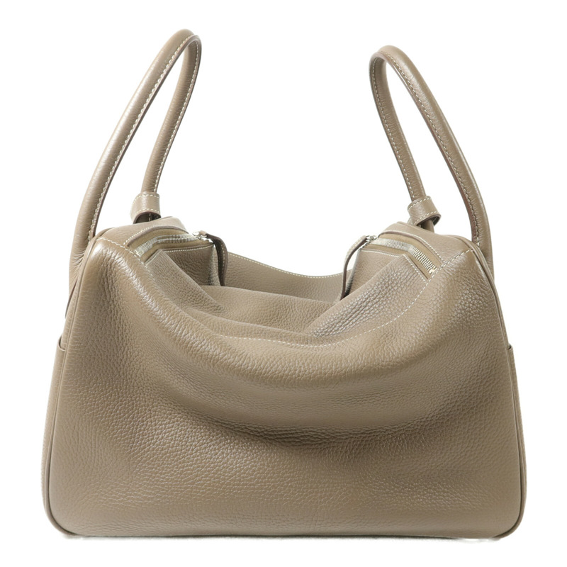 HERMES Clemence皮革Lindy 34手挽肩背兩用袋Etoupe-2