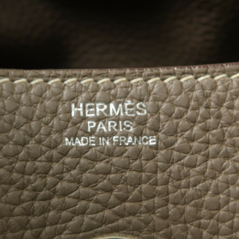HERMES Clemence皮革Lindy 34手挽肩背兩用袋Etoupe-5