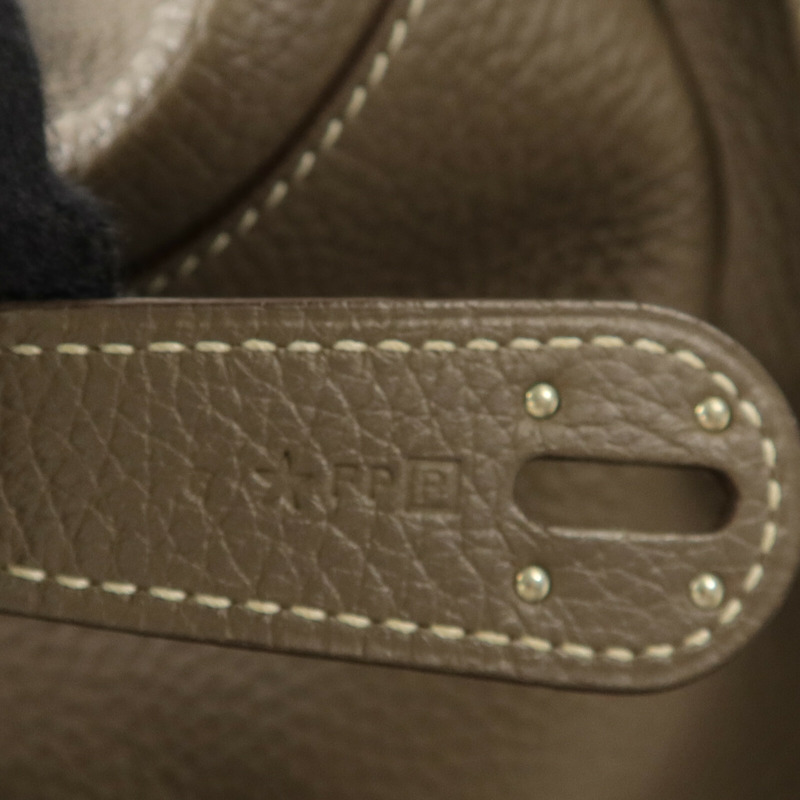 HERMES Clemence皮革Lindy 34手挽肩背兩用袋Etoupe-6