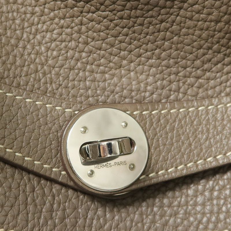 HERMES Clemence皮革Lindy 34手挽肩背兩用袋Etoupe-7