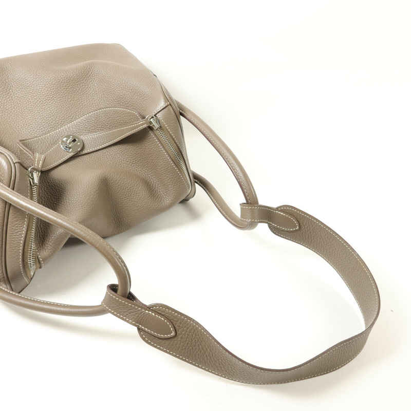 HERMES Clemence皮革Lindy 34手挽肩背兩用袋Etoupe-8