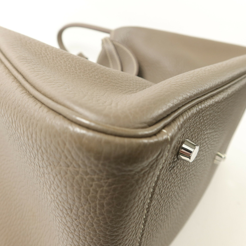 HERMES Clemence皮革Lindy 34手挽肩背兩用袋Etoupe-10