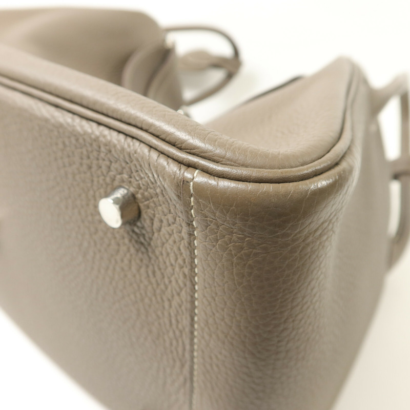 HERMES Clemence皮革Lindy 34手挽肩背兩用袋Etoupe-11