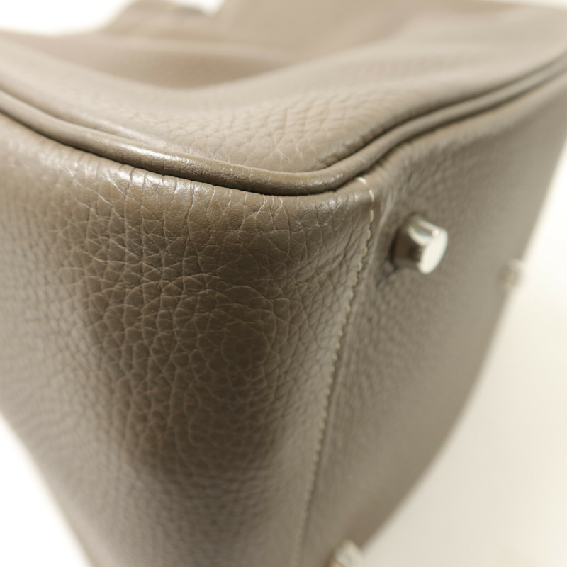 HERMES Clemence皮革Lindy 34手挽肩背兩用袋Etoupe-12