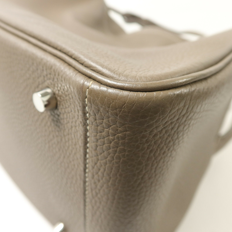 HERMES Clemence皮革Lindy 34手挽肩背兩用袋Etoupe-13