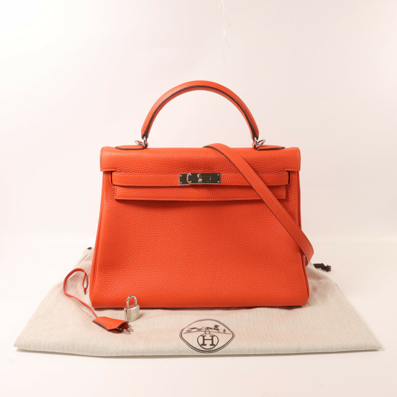 HERMES Togo皮革Kelly 32手挽肩背兩用袋Capucine-11