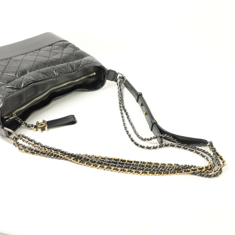 CHANEL 牛皮皮革Gabrielle Medium鏈帶手挽肩背兩用袋-8