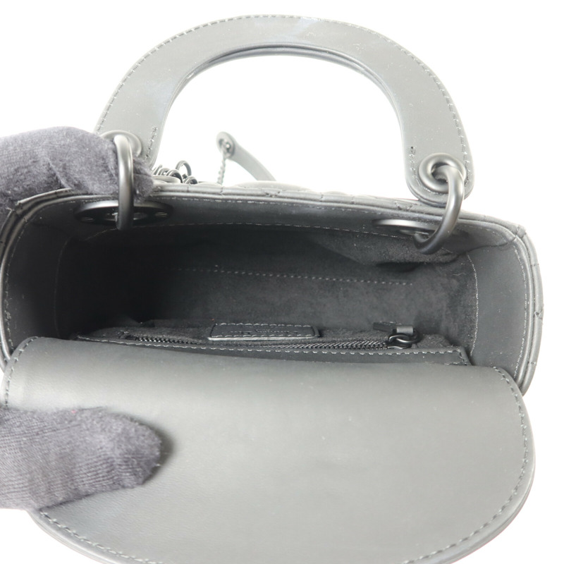 Dior 牛皮皮革Mini Lady Dior鏈帶手挽肩背兩用袋-4