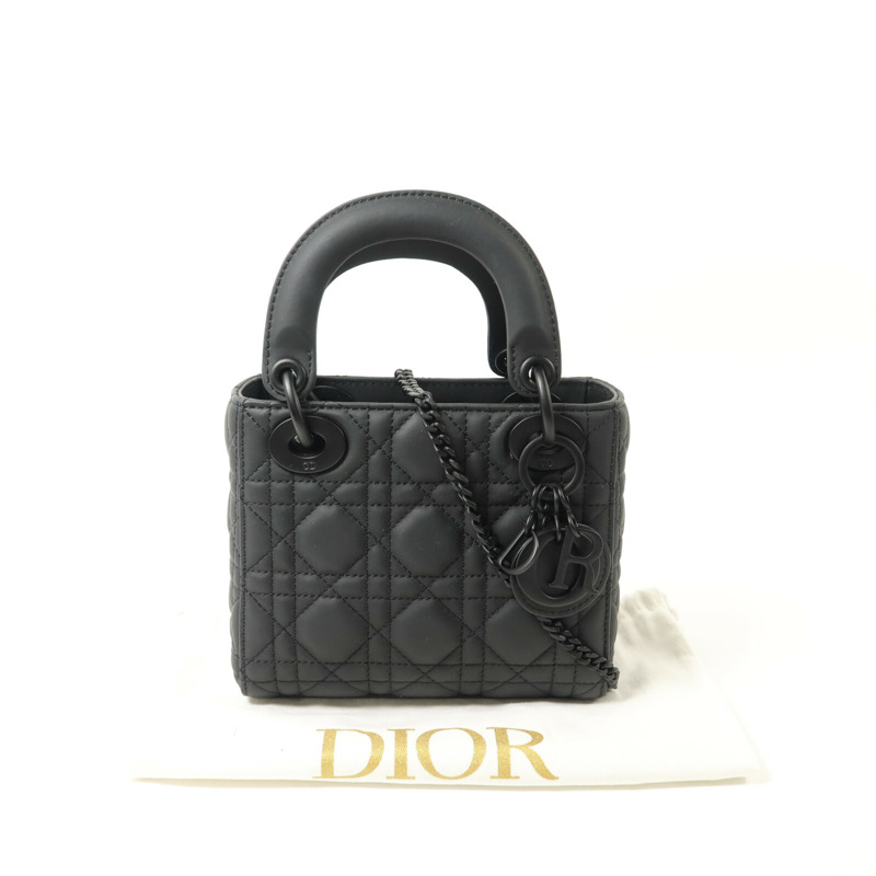 Dior 牛皮皮革Mini Lady Dior鏈帶手挽肩背兩用袋-9