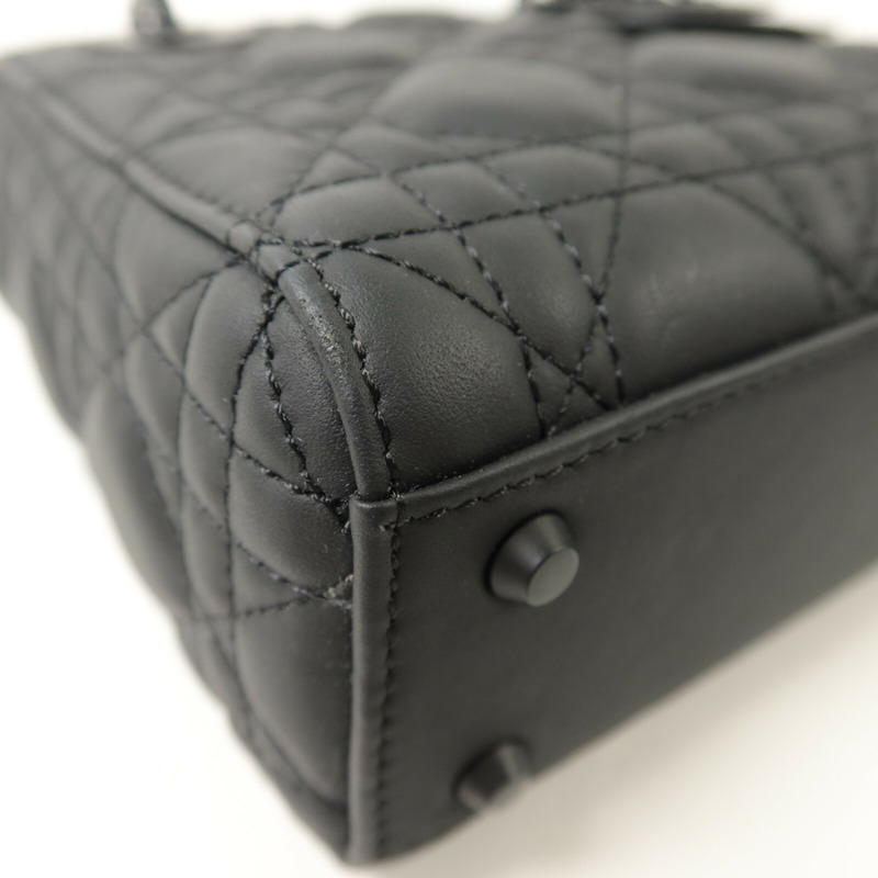 Dior 牛皮皮革Mini Lady Dior鏈帶手挽肩背兩用袋-10