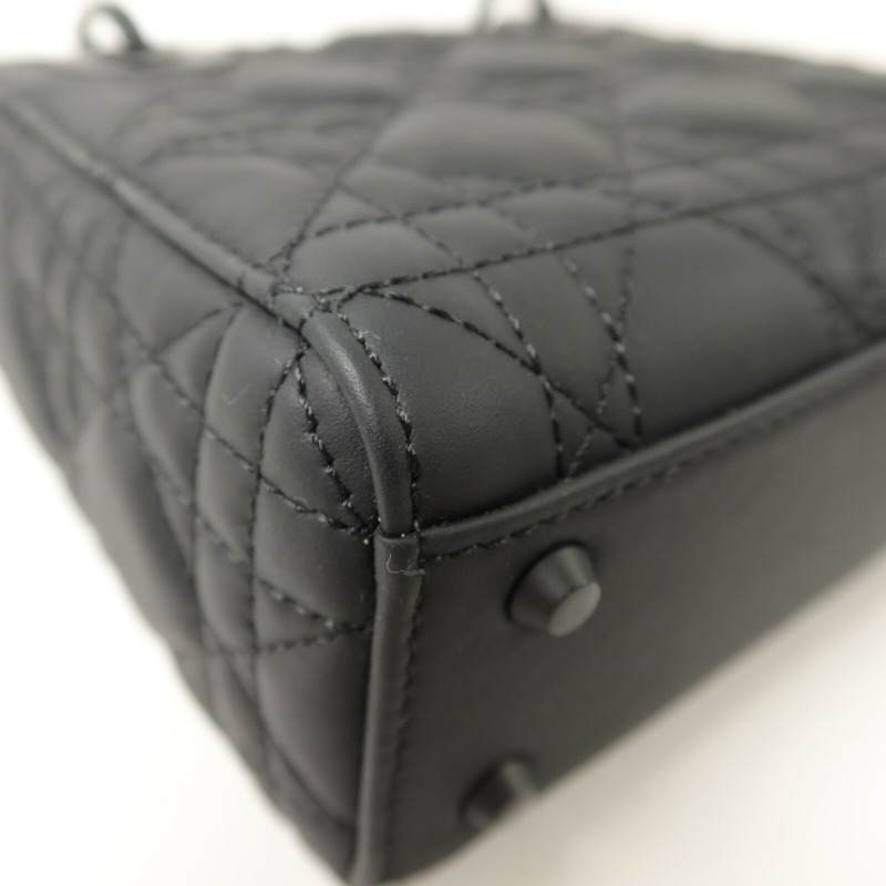 Dior 牛皮皮革Mini Lady Dior鏈帶手挽肩背兩用袋-12