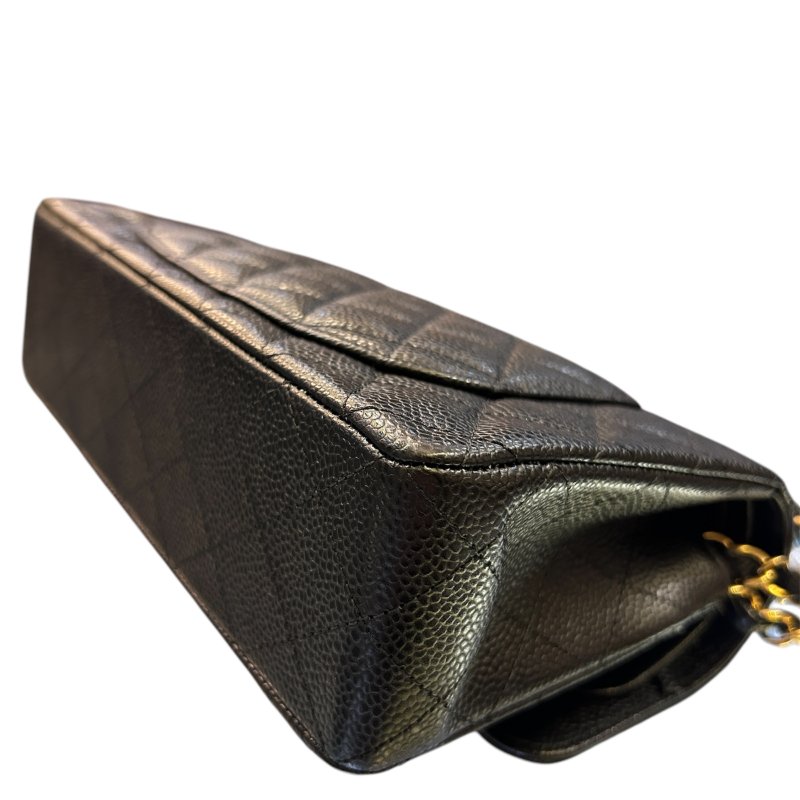 CHANEL黑色荔枝皮金扣肩背包-3