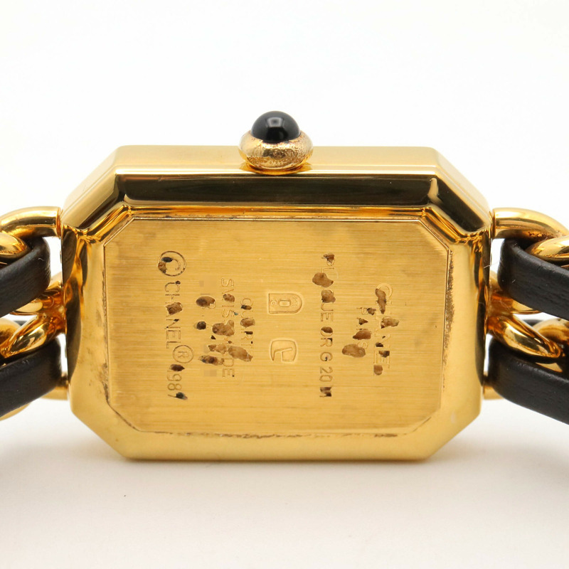 香奈兒 (Chanel) CHANEL Première L 女士腕錶，鍍金 (GP)，皮革錶帶，黑色，H0001-5