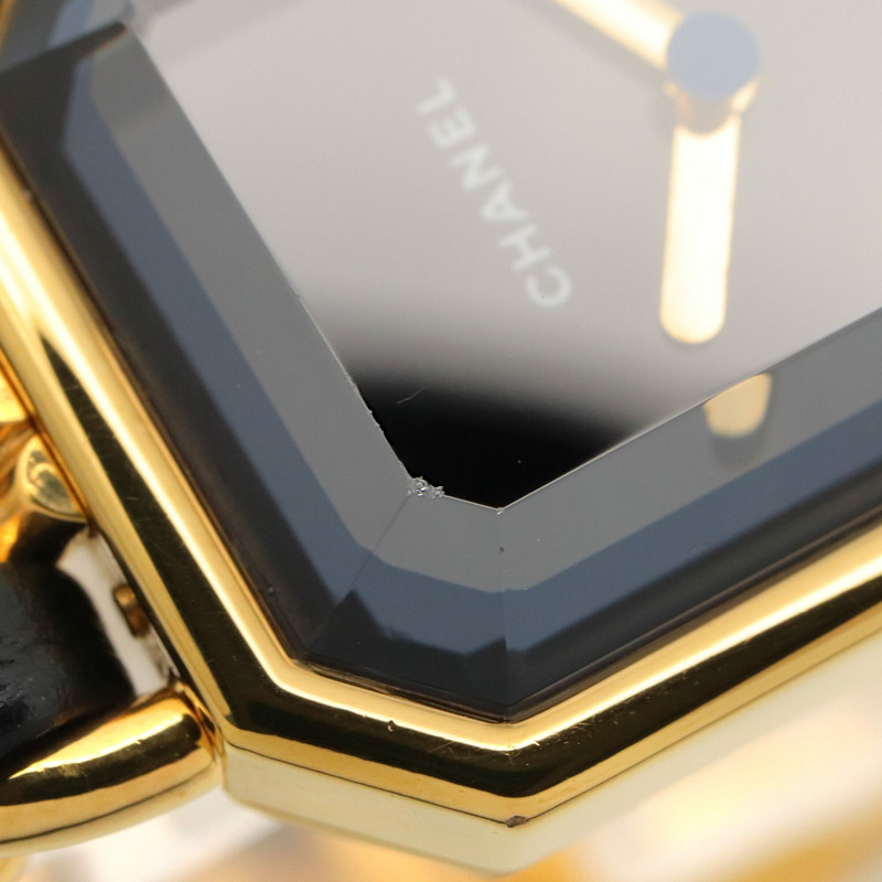 香奈兒 (Chanel) CHANEL Première L 女士腕錶，鍍金 (GP)，皮革錶帶，黑色，H0001-9