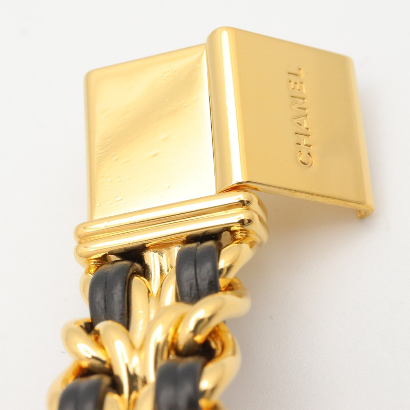 香奈兒 (Chanel) CHANEL Première L 女士腕錶，鍍金 (GP)，皮革錶帶，黑色，H0001-12