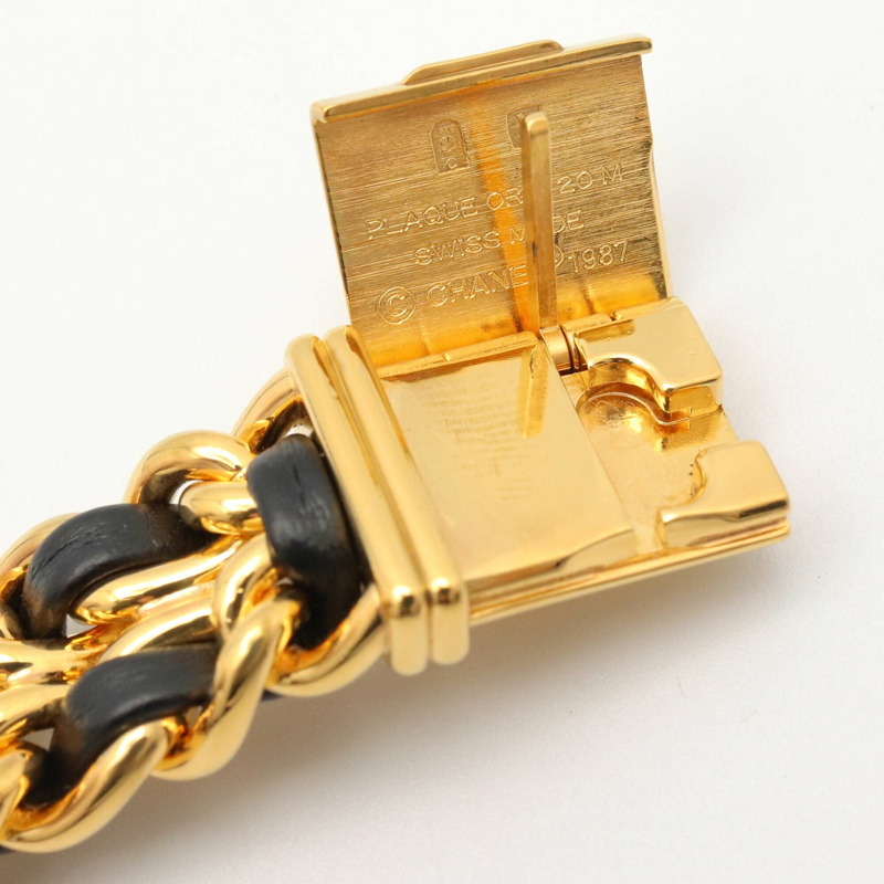 香奈兒 (Chanel) CHANEL Première L 女士腕錶，鍍金 (GP)，皮革錶帶，黑色，H0001-13
