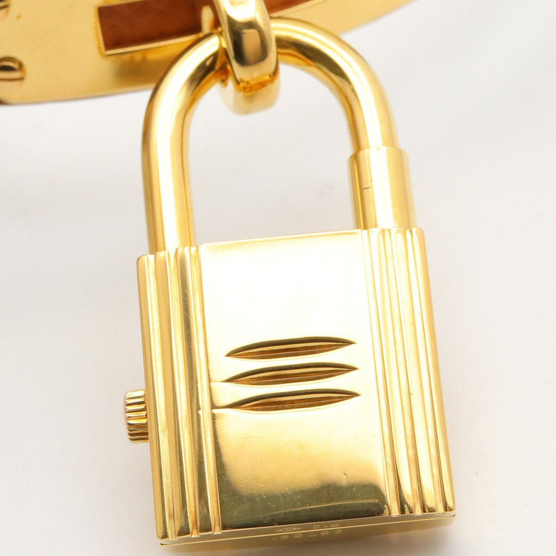 愛馬仕凱莉腕錶，鍍金（GP），皮革錶帶，女士香檳色，KE1.201-5