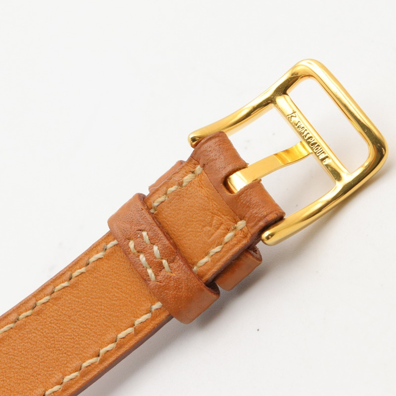 愛馬仕凱莉腕錶，鍍金（GP），皮革錶帶，女士香檳色，KE1.201-14