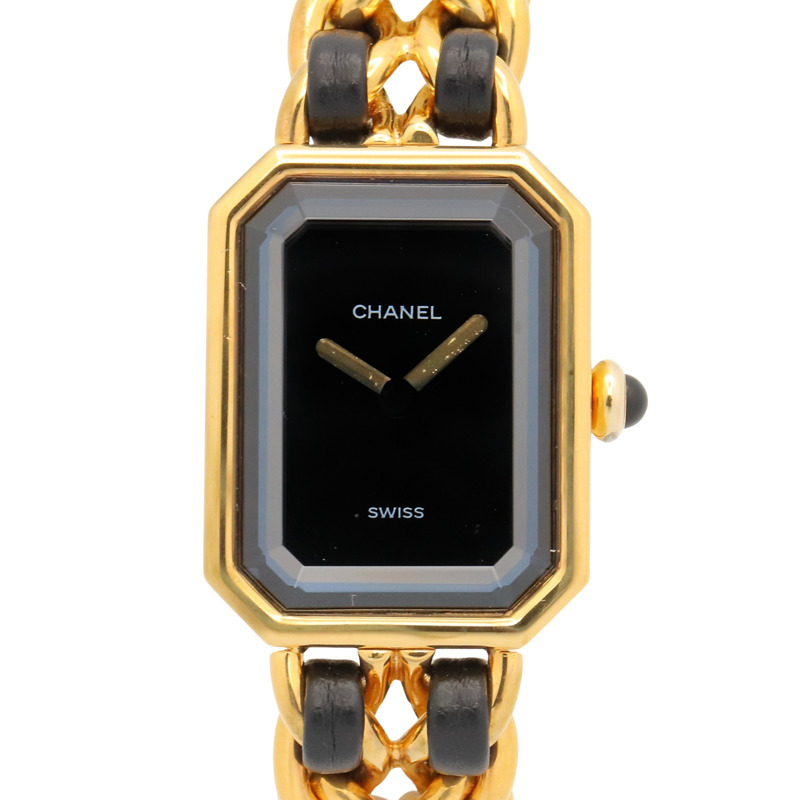 香奈兒 (Chanel) CHANEL Première M 系列腕錶，鍍金皮革錶帶，女士款，黑色，H0001-0