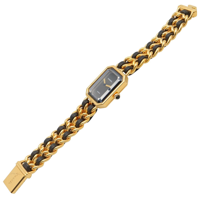 香奈兒 (Chanel) CHANEL Première M 系列腕錶，鍍金皮革錶帶，女士款，黑色，H0001-3
