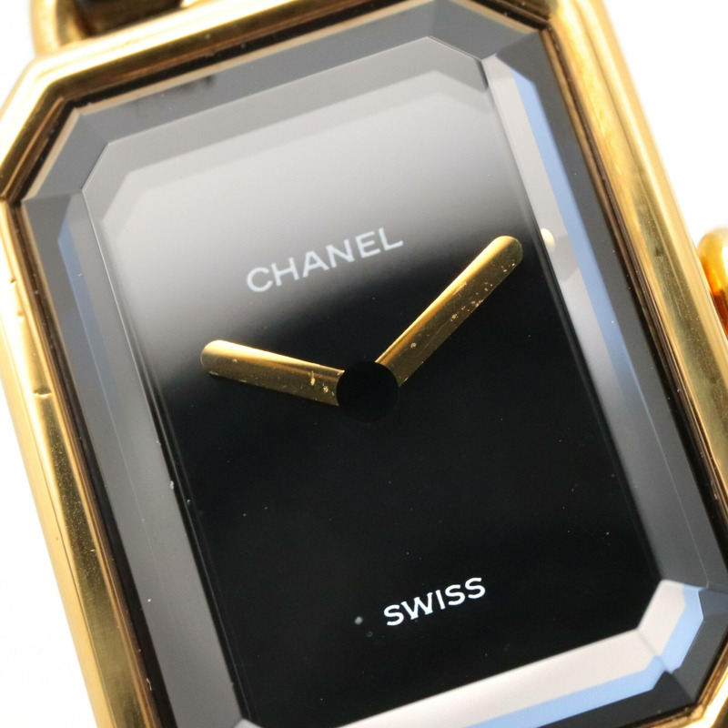 香奈兒 (Chanel) CHANEL Première M 系列腕錶，鍍金皮革錶帶，女士款，黑色，H0001-8