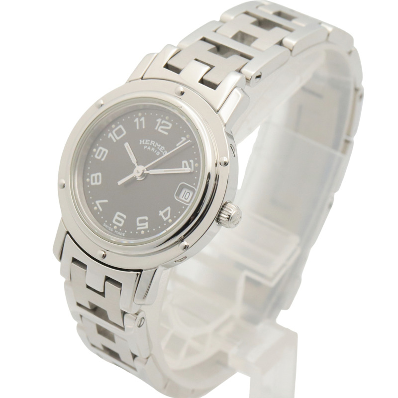 愛馬仕 Clipper 系列腕錶，不鏽鋼材質，女士款，灰色，CL4.210-1