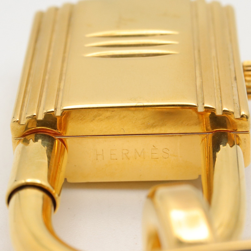 愛馬仕 Kelly 女士腕錶，鍍金 (GP)，皮革錶帶，黑色，KE1.201-11