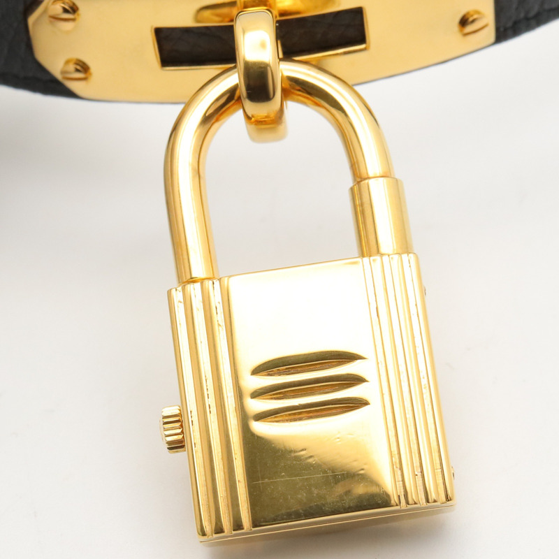 愛馬仕凱莉腕錶，鍍金（GP），皮革錶帶，女士香檳色，KE1.201-5