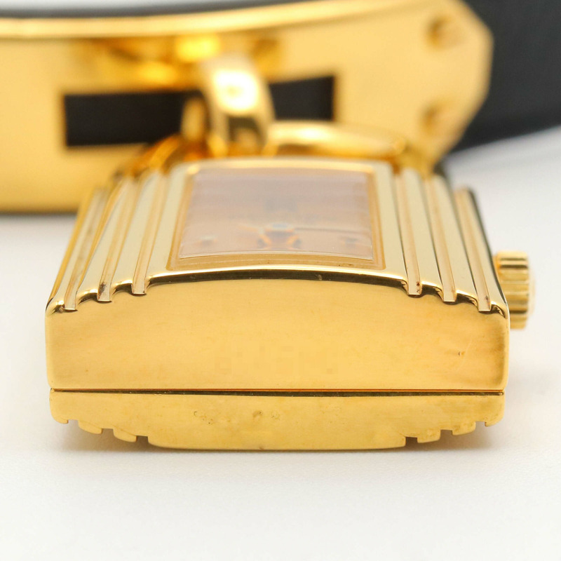 愛馬仕凱莉腕錶，鍍金（GP），皮革錶帶，女士香檳色，KE1.201-10