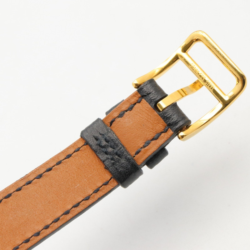 愛馬仕凱莉腕錶，鍍金（GP），皮革錶帶，女士香檳色，KE1.201-14