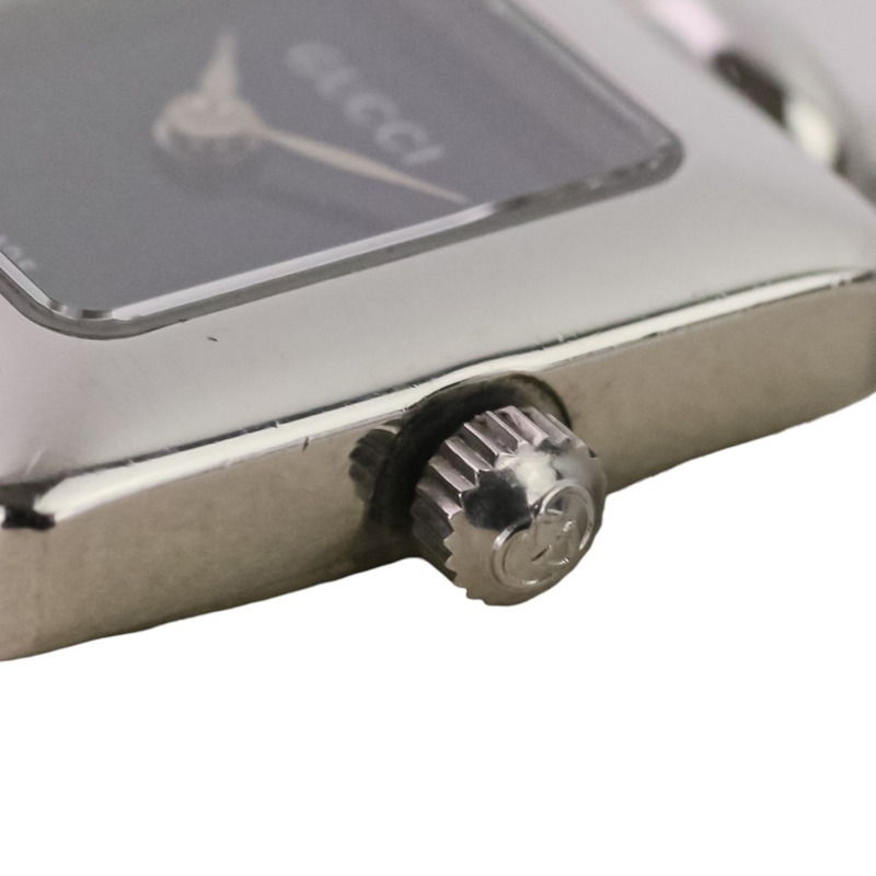 GUCCI 方形石英腕錶 1900L，黑色錶盤，銀色錶殼，女士款-4