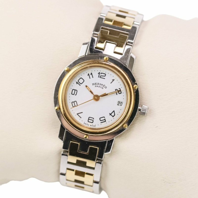 愛馬仕 Clipper 組合款女士石英錶 CL3.240 白色錶盤，銀色和金色點綴-8