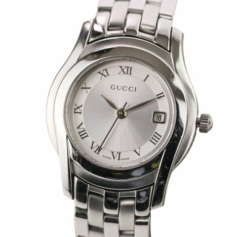 GUCCI 石英腕錶 5500L 銀色太陽紋錶盤 不鏽鋼女士腕錶